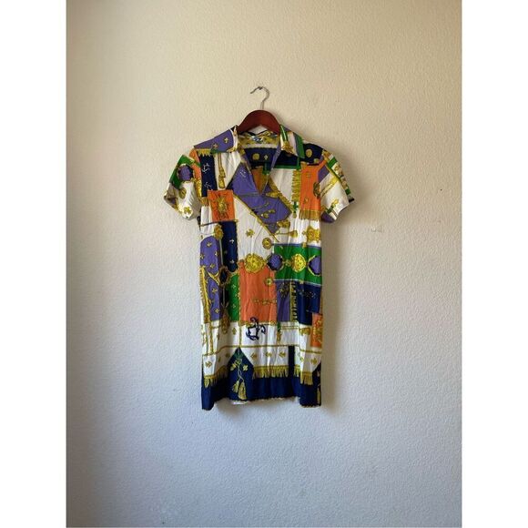 Vintage nautical theme coastal micro mini dress or‎ tunic size xs - Picture 1 of 6